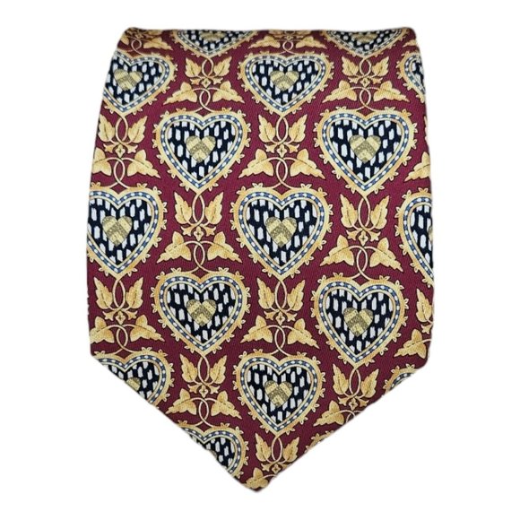 🆕️CHRISTIAN DIOR Red Geometric Heart Silk Tie HANDMADE FRANCE 57"/ 4" NWT - Picture 1 of 6